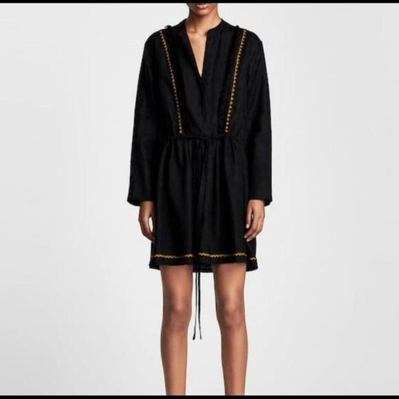 Zara Woman Boho Linen Tunic Pompom Detail Whimsygoth Nature Size XS - Picture 1 of 8